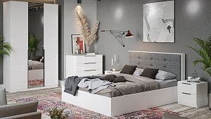 Модульная спальня Тесса ТриЯ Три я Белый жемчуг/Белый глянец