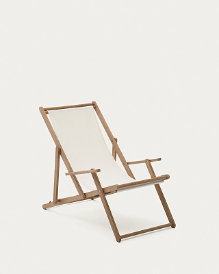Складной уличный шезлонг La forma Vilara из акации и белой ткани 262389