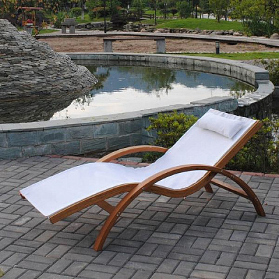 Шезлонг-лежак из сибирской лиственницы Afina Garden AFM-503C White Белый
