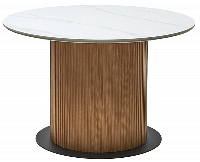 Стол MESA / МЕЗА D120 цвет БЕЛЫЙ МРАМОР M326 / Каркас OAK