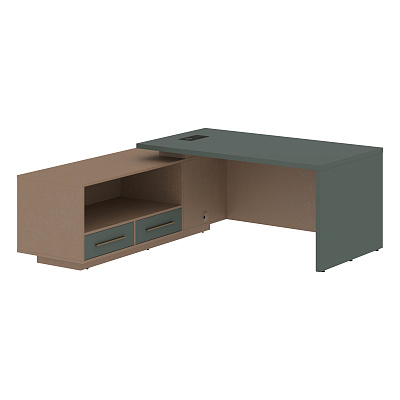 Стол руководителя с розеткой и usb-портом левый Skyland ВЕЛИОН (VELION) VCT 1919 (L) 1900х1900х750 Кобра / Нефрит