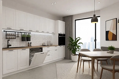 Кухонный гарнитур 21 Белый Вегас 3 метра