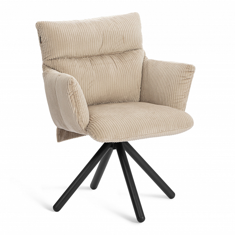 Кресло Флаффи/Fluffy поворотное усиленные опоры Вельвет Бежевый